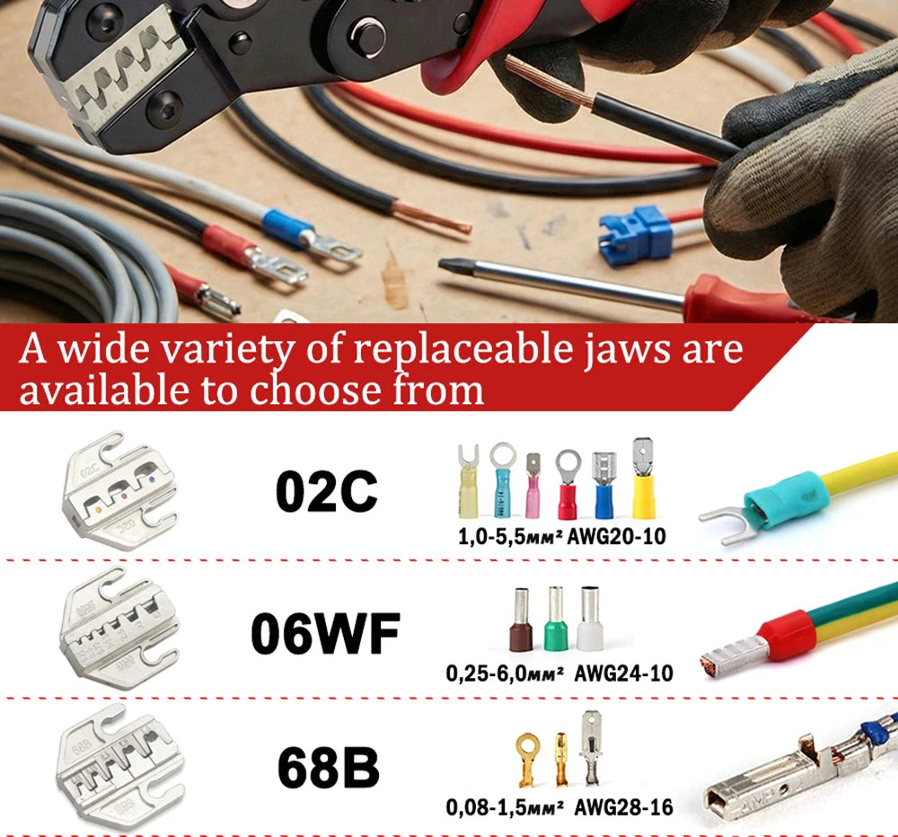 CLN-58B 0.25-1.5mm² Open Barrel Terminals Pliers Crimping Tool (24-16AWG) for JST, DuPont, Molex, PH XH 2.54 3.96 4.2mm Pitch