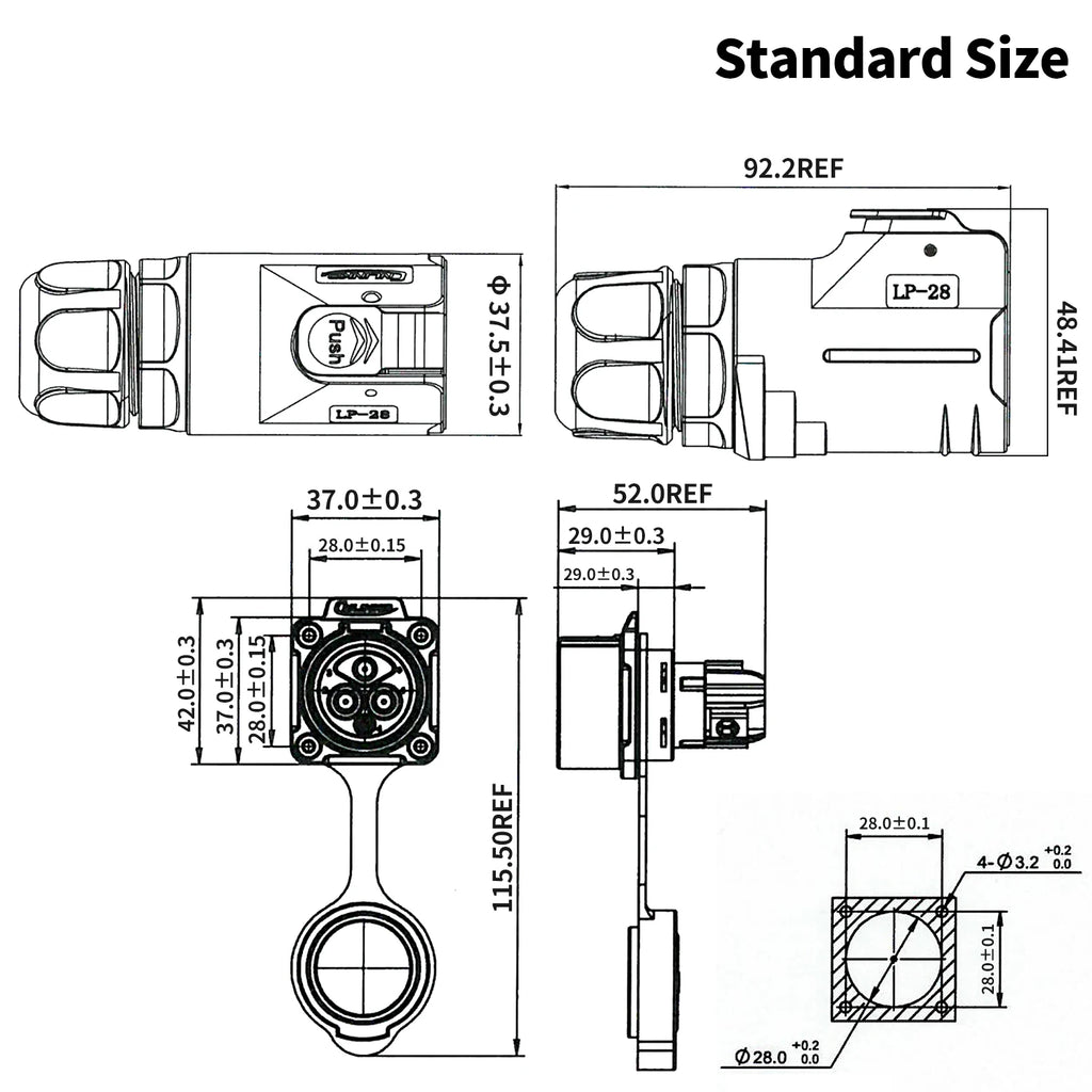 CNLINKO M28 IP68 Circular Heavy Duty Power Connector 50A Male/Female Screw Terminal for EV Charging,Solar & Battery Storage