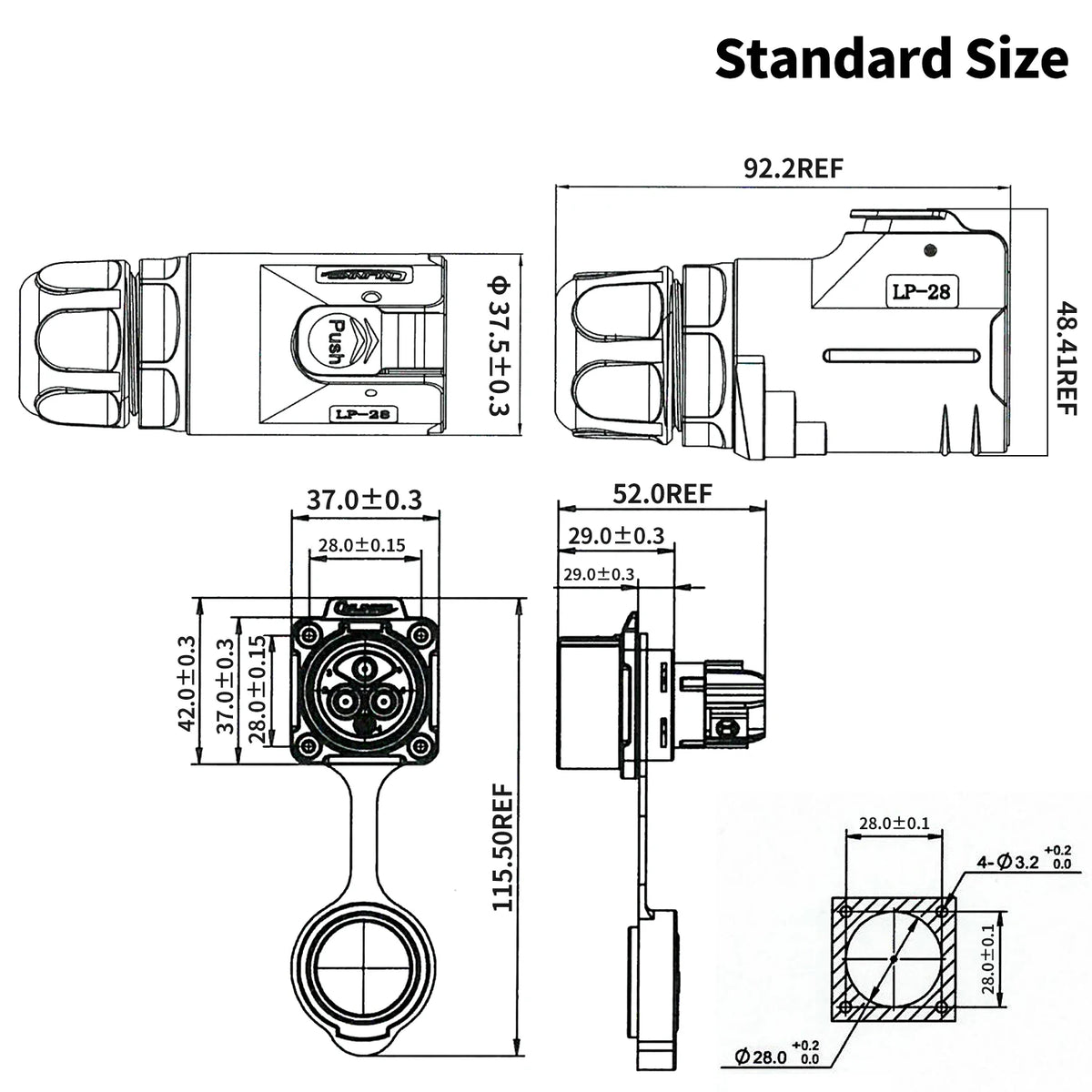 CNLINKO M28 IP68 Circular Heavy Duty Power Connector 50A Male/Female Screw Terminal for EV Charging,Solar & Battery Storage
