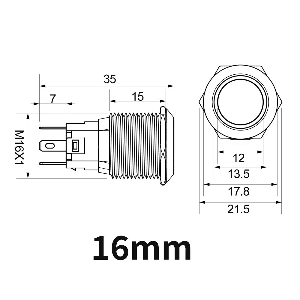 40pcs 16mm 19mm Metal Button Switch PC Power LED Light Waterproof Car Start On Off Momentary Latching 3V 5V 6V 12V 24V 220V Red