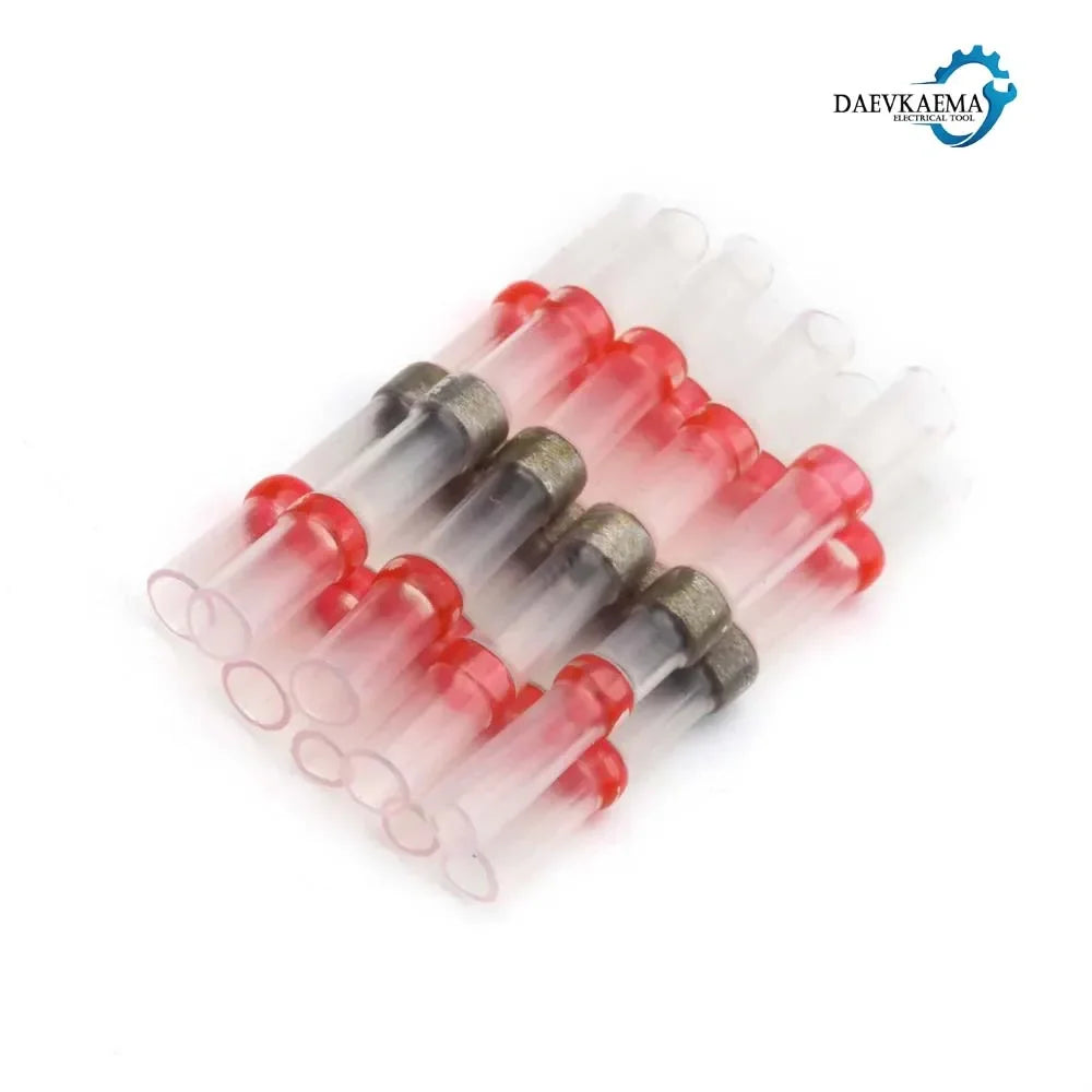 100/500/1000PCS Waterproof AWG22-18 Red Solder Seal Sleeve Splice Terminals Copper Heat Shrink Electrical Wire Butt Connectors