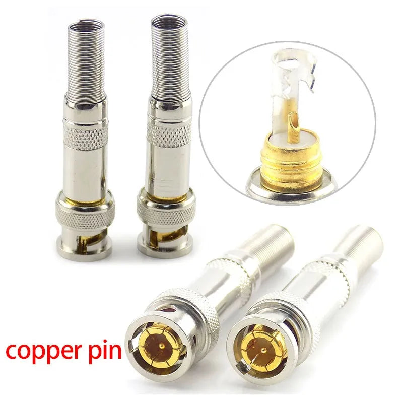 2/5/10pcs BNC Male Connector Solder Jack Copper Pin Coaxial Twist-on Adapter for CCTV Camera Surveillance Kit System C5