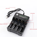 18650 Charger 4 Slots 4.2V Li-ion Battery USB Rechargeable Charging 18650 18500 14500 16650 26650 Lithium Battery Smart Charger