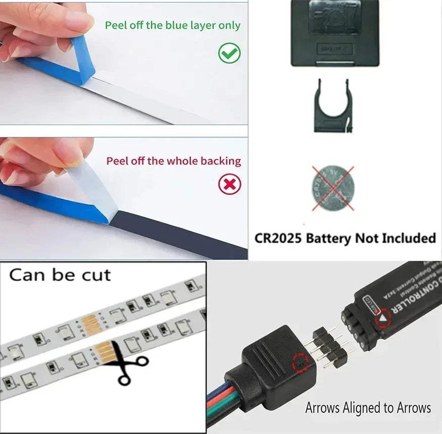 5050 RGB LED Strip Light SMD USB Remote&APP Control Bluetooth Flexible Tape Diode Ribbon for Living Room Bedroom TV Backdrop
