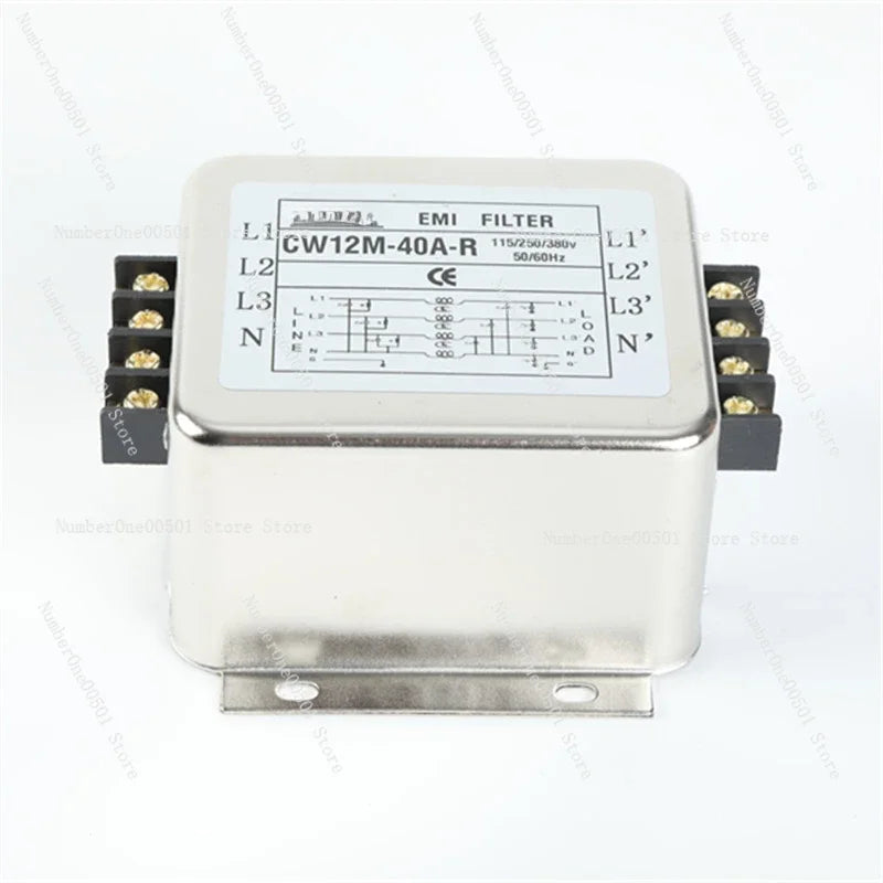 30A Three Phase Four Wire Power Filter, 220V/380V Anti-Interference EMI Filter with Terminal Block