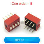 5PCS Dial Switches Toggle Side Dial Flat Dial Coding Patch 2P 4 5 6 8 9 10 Bit 2.54mm Red Blue Black