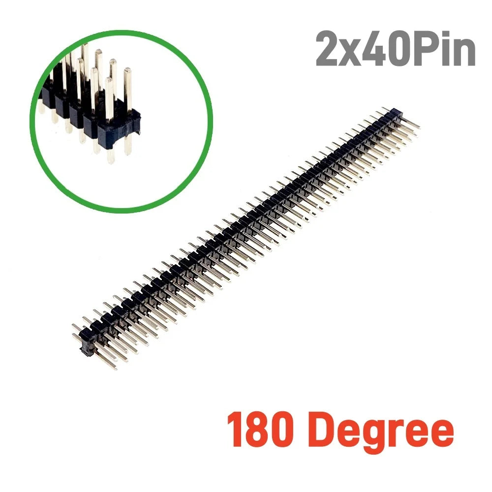 5 20 100 Pcs 2.54 MM Pitch Pin Header Male Dual Straight 90 180 Degree Single Row Right Angle SMD 1x40 Pin 2x40 Position