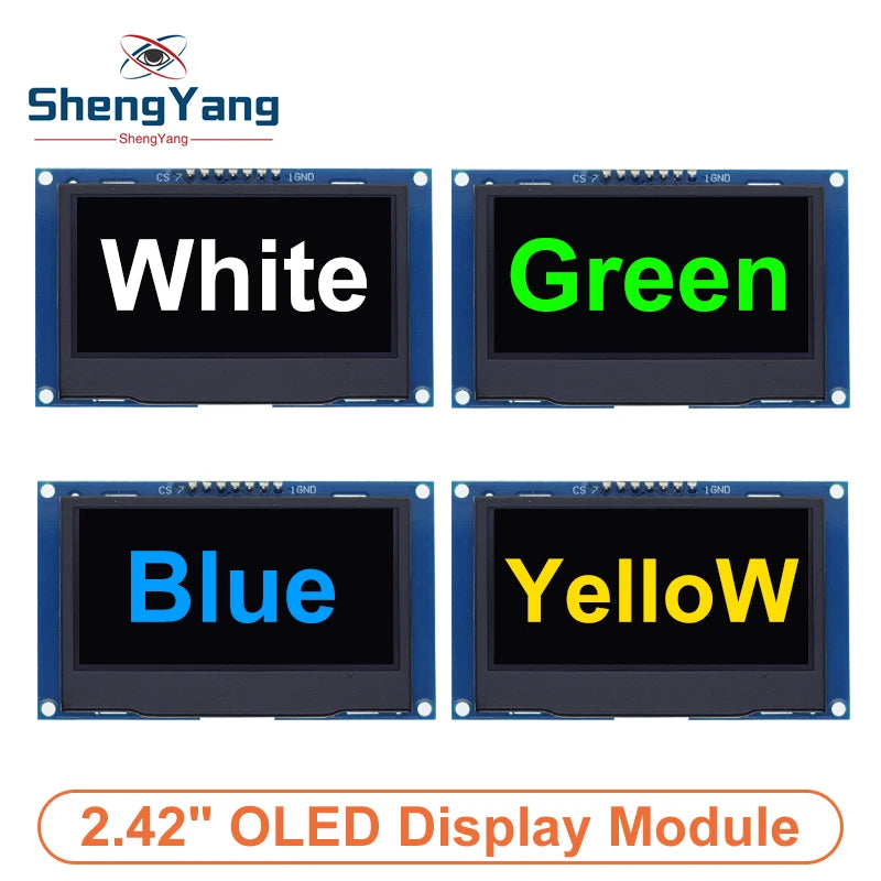 2.42 inch 2.42" OLED Display Module 128x64 LCD HD Screen Module SSD1309 7 Pin SPI/IIC I2C Serial Interface for Arduino UNO R3