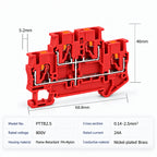 DIN Rail Terminal Blocks PTTB-2.5 Push-In Double Level 0.14-2.5mm2 Screwless Electrical Wire Connectors for Control Panel Wiring