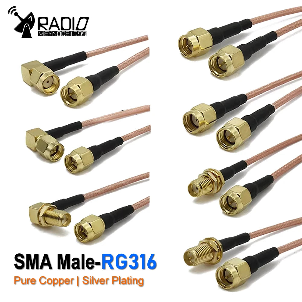 RG316 SMA to SMA / RP-SMA RF Coaxial Cable Male Plug Female Jack Connector Jumper Pigtail Antenna Extension Wire WiFi FPV Radio