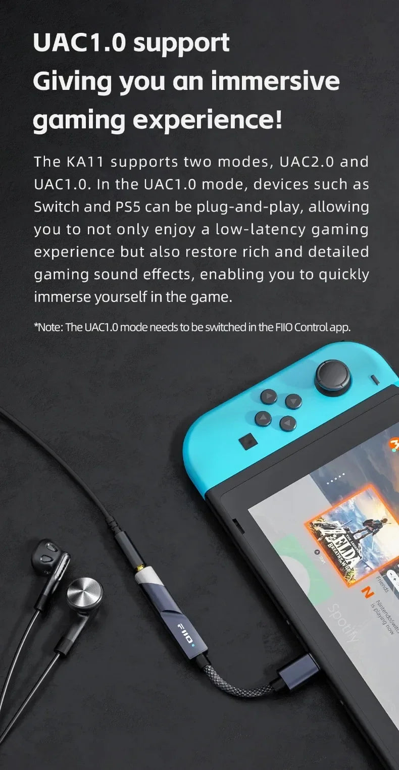 FiiO JadeAudio KA11 USB DAC AMP Hi-Res Audio Type-C to 3.5mm Adapter USB Dongle DAD256