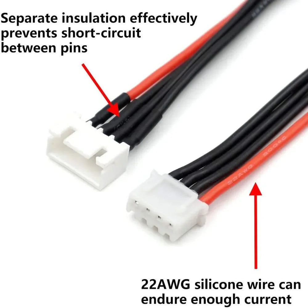 22awg 10/20/30cm 2S/3S/4S/5S/6S Battery Balance Charger Silicone Wire Extension Lead JST-XH Connector Adapter Plug for RC Drone
