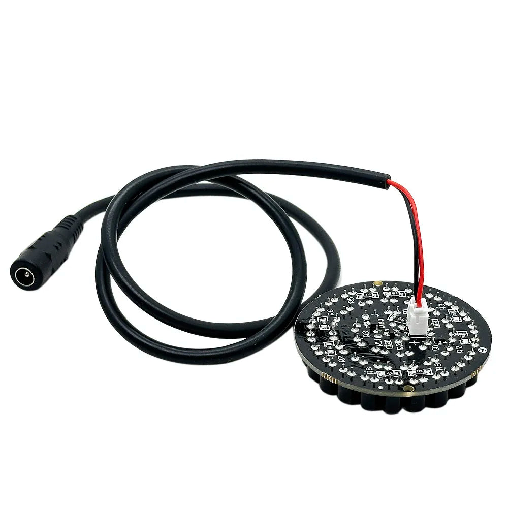 940nm Invisible Infrared 48pcs IR LEDs Night Vision IR Fill Lights PCB Board No Red Exposure At Night +Power Cable