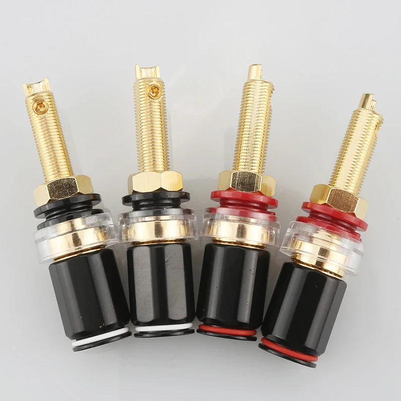 4pcs Speaker Binding Post Gold Plated Terminal Female Banana Jack Connector HIFI Audio Amplifier Banana Plug Socket Terminal