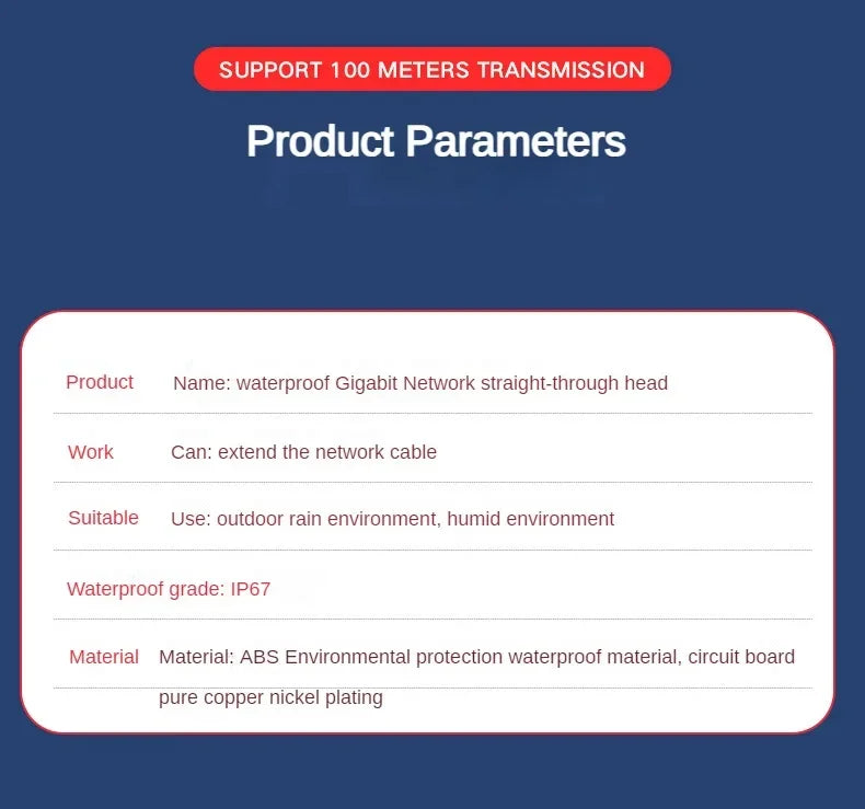 5Pcs RJ45 Docking Connector Ethernet Network Straight-through Waterproof IP67 Header Outdoor Broadband Network Cable Extender