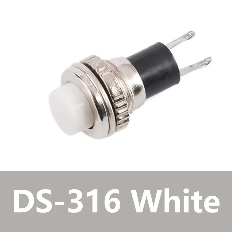 5/20/100PCS 10mm DS316 OFF-(ON) Momentary 0.5A 250VAC Panel Mount Push Button Switches DS-316 Black/Green/Yellow/Blue/White/Red