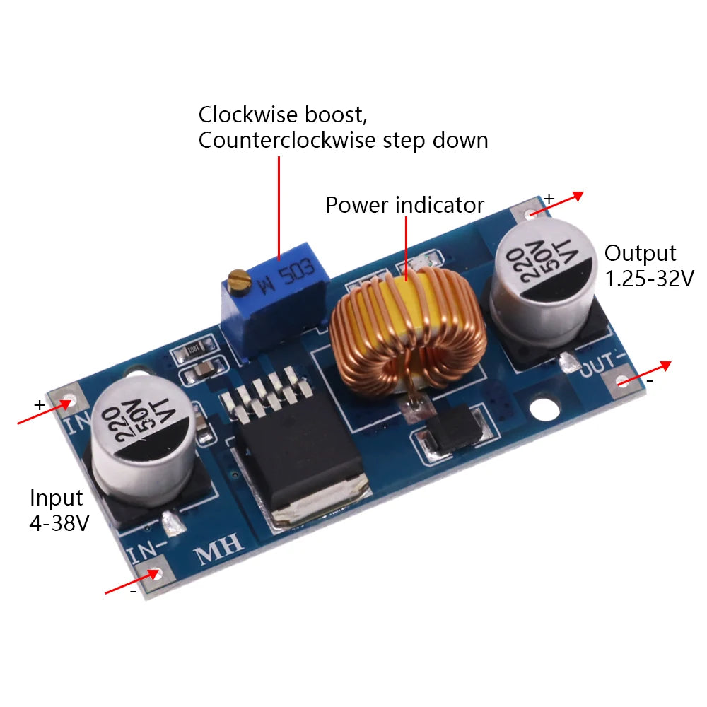 XL4005 XL4015 DSN5000 Beyond LM2596 5A Max DC-DC Step Down Adjustable Power Supply Electronic Module Large Current Large Power