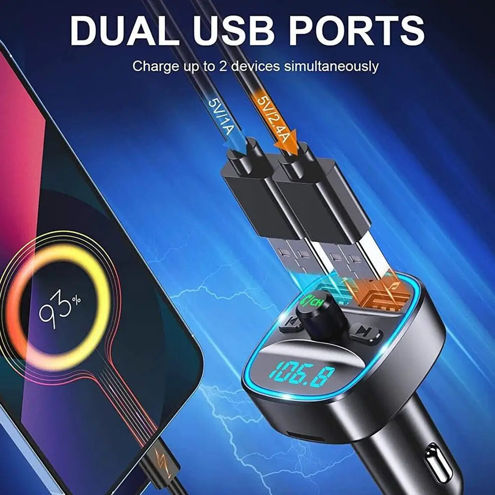 Dual USB Car FM Transmitter Bluetooth Handsfree Car Charger LED Digital Display Wireless Music Receiver Adapter Car Accessories