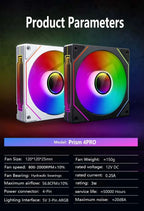 LDPCSJ PRISM 4 PRO 120mm PC Case Fan Equipped with ARGB Controller, 4-Pin PWM Silent Cooling Fan,12V 3Pin Addressable ARGB,45.2CFM High Airflow 600-1500RPM Synchronizable RGB Fan for Gaming Desktop Water Cooling Computer Chas