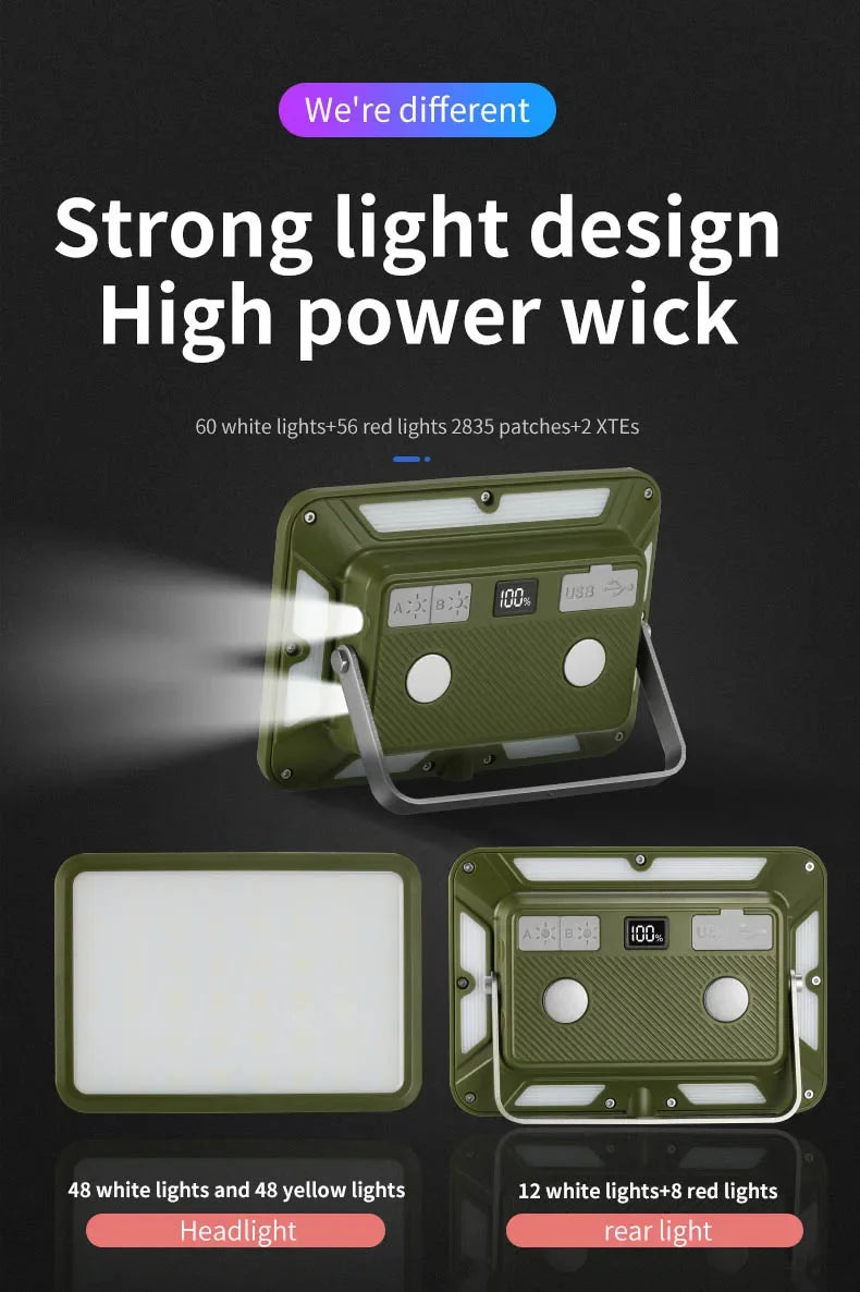 Outdoor Camping Light Super Bright Camping Floodlight Magnetic Rechargeable Led Work Light