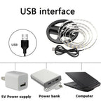 USB 5V LED Light Strips SMD2835 1M 2M 3M 5M White Warm White LED Strip Lights for TV Backlights Home Decor Tape Ribbon Lighting