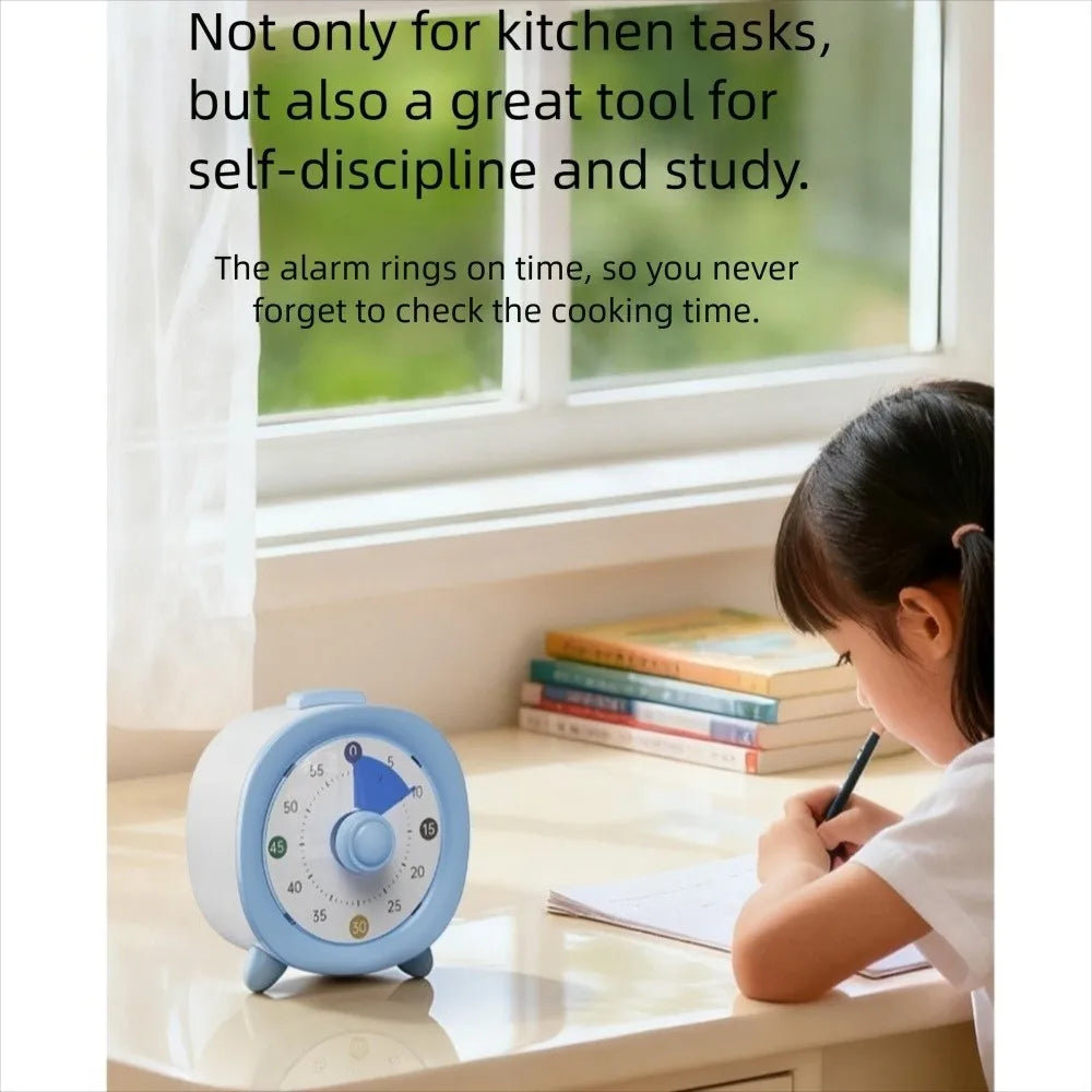 60 Minutes Visual Timer Round/Square Ultra Silent Countdown Alarm Clock Self-discipline Visualization Kitchen Timer