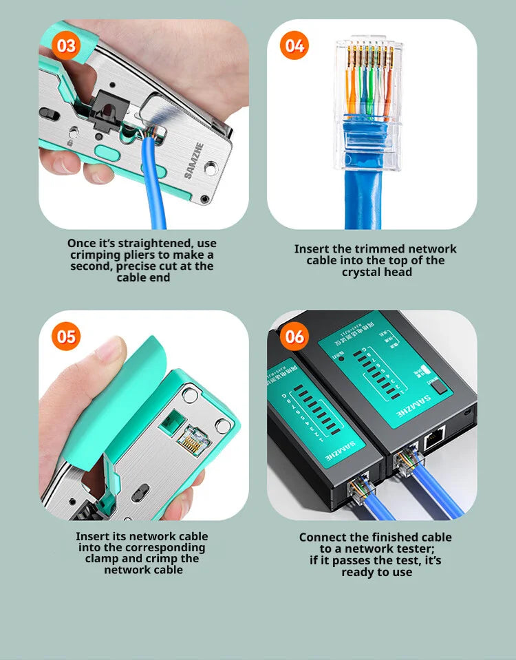 SAMZHE RJ45 Crimp Tool Crimper Cutter for Cat5e/6/7/8 8P 6P Modular Connector Ethernet All-in-one Wire Tool ﻿Ethernet Modular