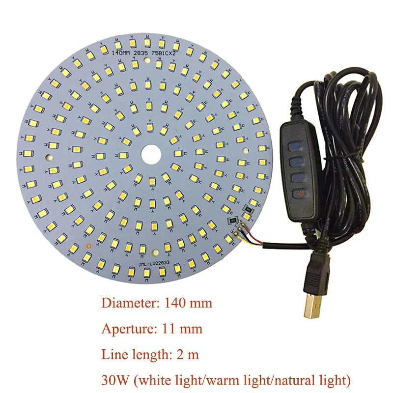 DC5V Dimmable LED Chip 5W-30W Surface Light Source SMD 5730 LED Light Beads DIY Tricolor Adjustable LED Bulb White Warm White