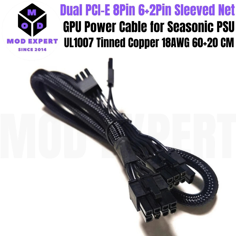 Modular Power Cable for Seasonic X-850, X-750, X-650 KM³ Modular, GPU PCIe 6+2Pin, CPU 4+4Pin, SATA, Molex IDE 4Pin, Main 24Pin