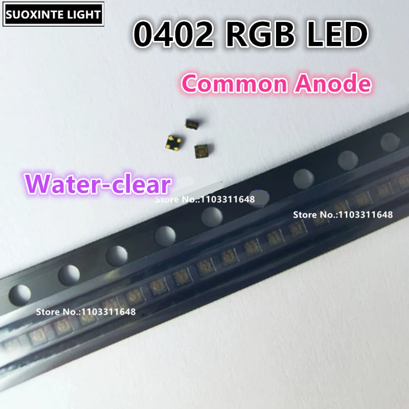 Highlight 0402 RGB SMD LED, Common Anode/Common Cathode, Water-clear, 1010 Full Color Red-Green-Blue 0404 Lamp Beads
