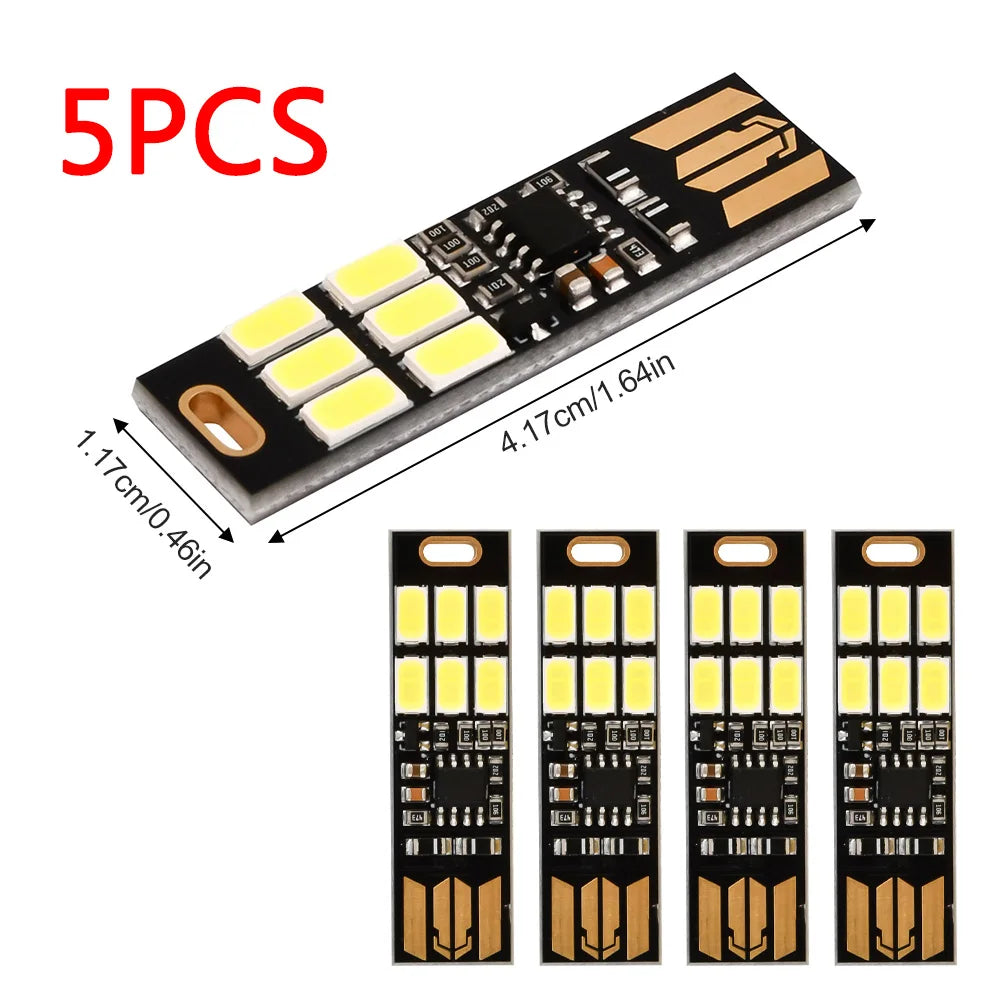 5pcs Portable Mini 5730 USB 6 LED Light 5V Touch Sensor Dimmable Night Light for Power Bank Computer Laptop Book Reading Lamp