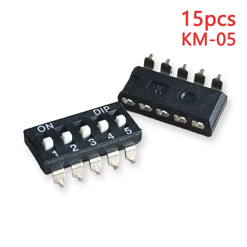 15PCS Black Toggle SMD DIP Switch Module Spacing 2.54MM 24V Patch Type 1 2 3 4 5 6 7 8 10 PIN Quick Dial The Code Switch