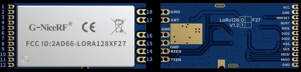 G-NiceRF| 2 PCS LORA1280F27 CE & FCC SX1280 500mW Long Range 2.4GHz LoRa Wireless Transceiver Module