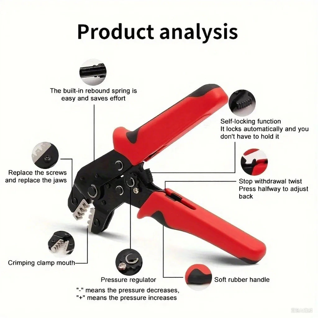 SN-68B Wire Crimping Tool for XH2.54/DuPont2.54/2.8/4.8/6.3/ Non-Insulated/Ferrule Terminals Ratcheting Crimper SN-58B