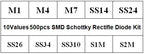 10/24/33Values Rectifier Diode Sample Book SMD M1 M4 M7 SS12 SS14 SS16 SS24 SS34 SS36 SS110 SS210 Schottky Barrier Diode KIT