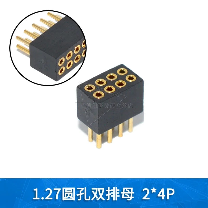 5pcs round Hole 1.27mm Single Row Female Header Double Female Header Single Double Row Pin Gold Plated 2P 3P 4P-6Pin Connector