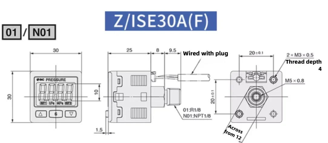 Vacuum Digital Display Pressure Switch High Precision Pressure Gauge Positive and Negative Pressure ISE30A ZSE30A Pneumatic