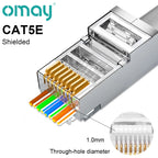 CAT6 CAT7 CAT5E RJ45 Connectors Pass Through Modular Plug Network UTP 3/50μ Gold-Plated 8P8C Crimp End for Ethernet Cable