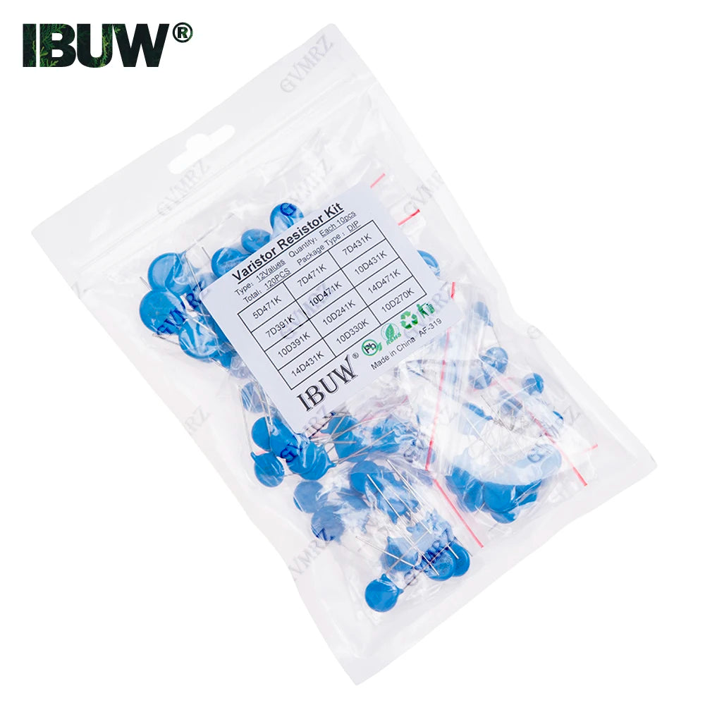 120PCS 12Values Varistor Resistor Kit 5D471K 7D471K etc. DIP Package for Surge Protection Projects