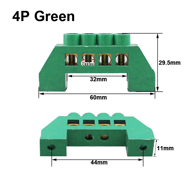 Blue Green White Bridge Design Zero Line 4-12 Pole Screw Brass Copper Grounding Strip Terminal Block Connector Earth And Neutral