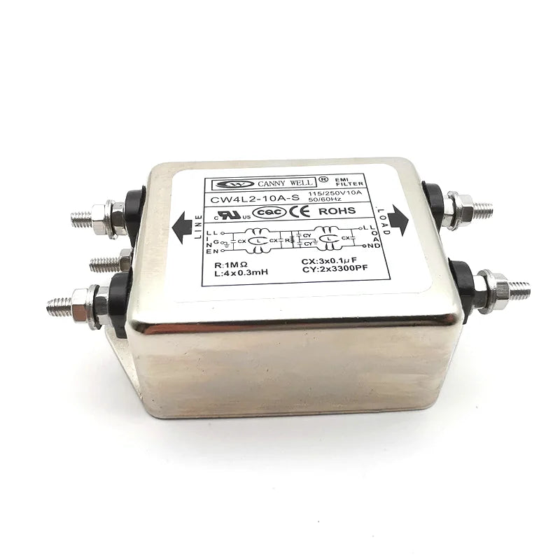 CW4L2-10A-S CW4L2-20A-S Double-stage Bolttype Power Filter Single-Phase AC EMI Filter 220VAC AC 115V-250V Hole Distance 75.0MM