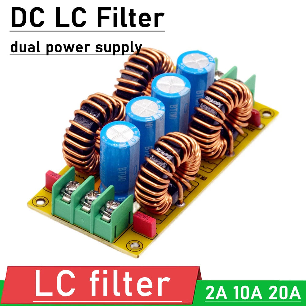 Positive Negative Dual Power DC LC Low-Pass Filter Electromagnetic Interference EMI for Car Amplifier Noise Filtering