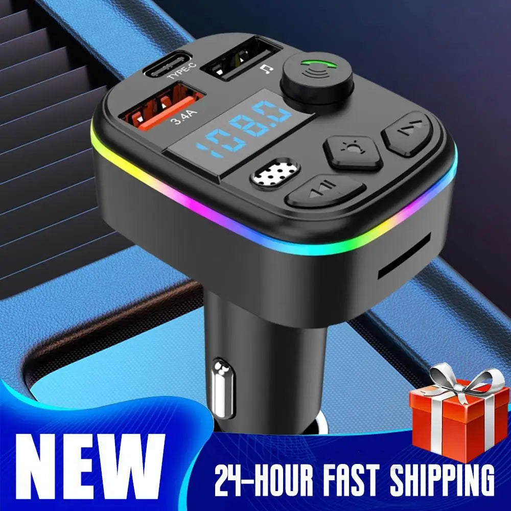 Car Charger Dual USB Type C Car MP3 Player Bluetooth 5.3 Support TF Card U Disk Phone Charger Car FM Transmitter Clear Calling