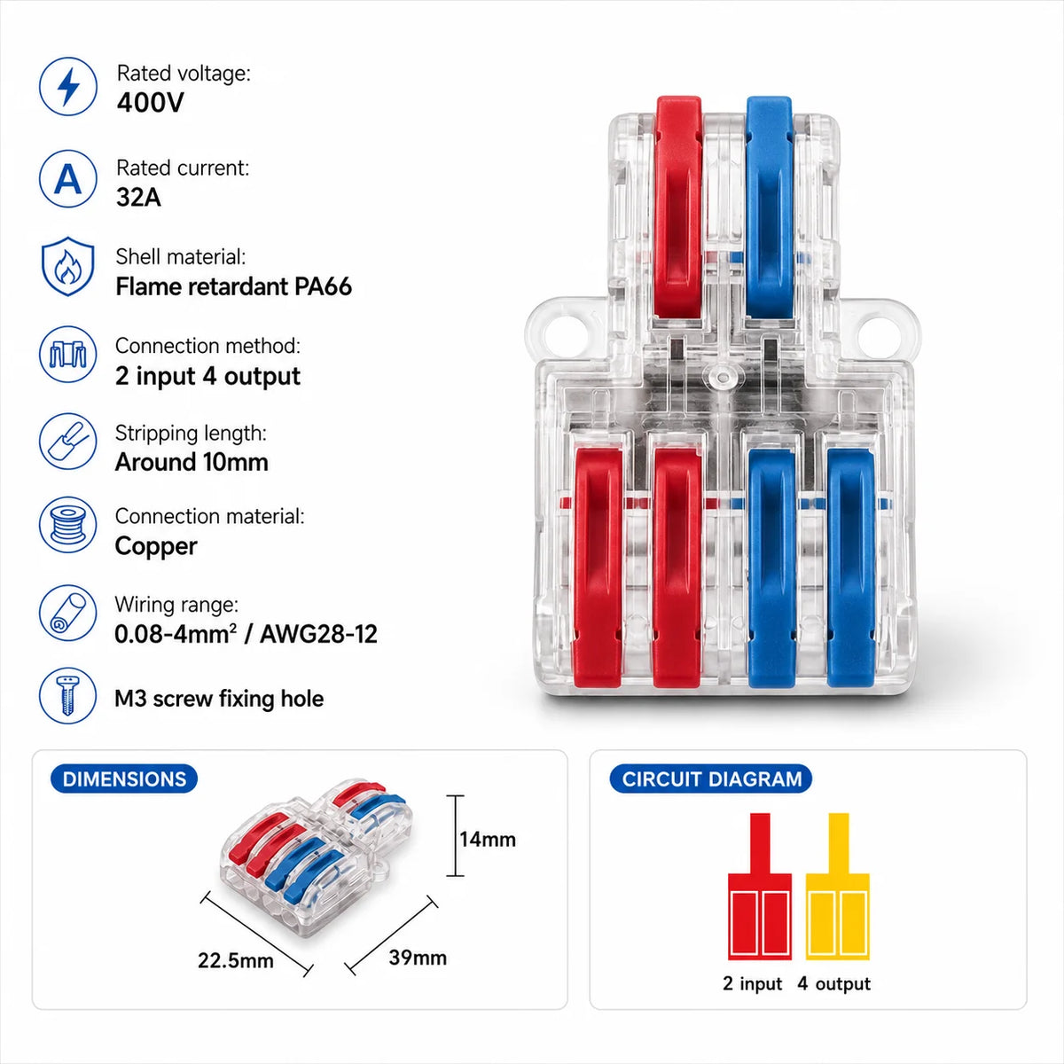 1 In Multiple Out Mini Fast Wire Connectors Universal Compact Push-in Terminal Block Cable Splitter LED Lighting Wiring 1/5/10PC