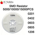 5000/10000/15000PCS 0201 0402 0603 0805 1206 1% SMD Resistor 0 10 100 330 470 510 1k 2k 3.3k 4.7k  5.1k 6.8k 10k 20k 47k 100k 1M