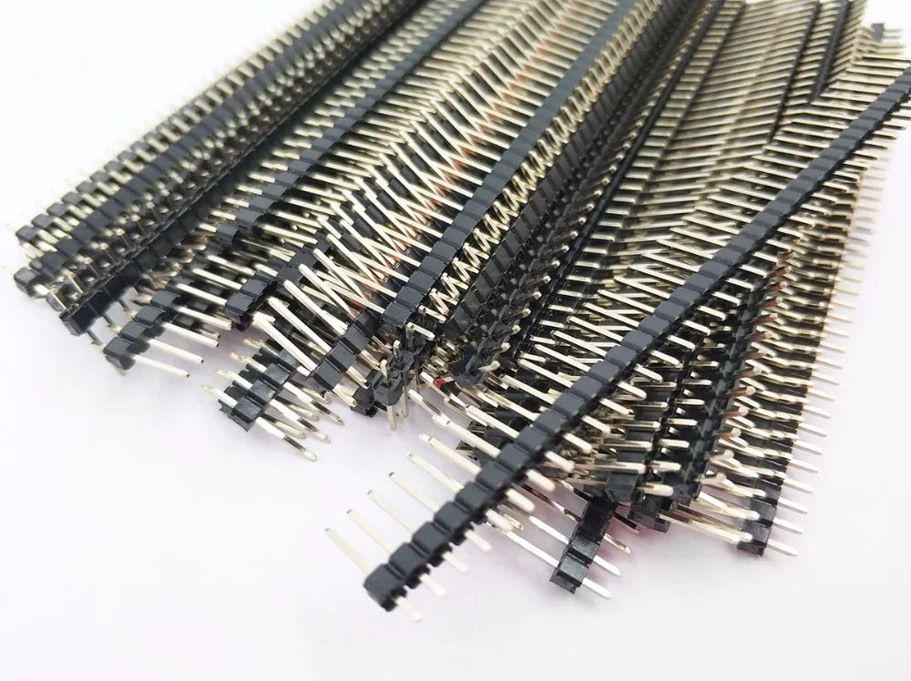 10pcs 2.54mm 1X40P L7.5/11.4-40mm Long Single Row Straight Stackable Wire Jumper Brass Goldplated PCB Connector Male Pin Header