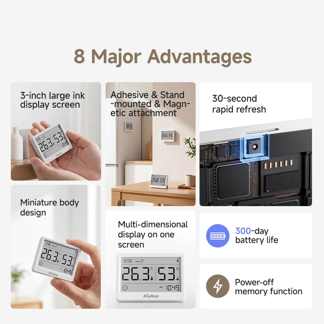 DUKA TH2 E-ink Smart Hygrometer Thermometer Home Indoor Temperature Humidity Meter Sensor Gauge Weather Station Mijia Home APP
