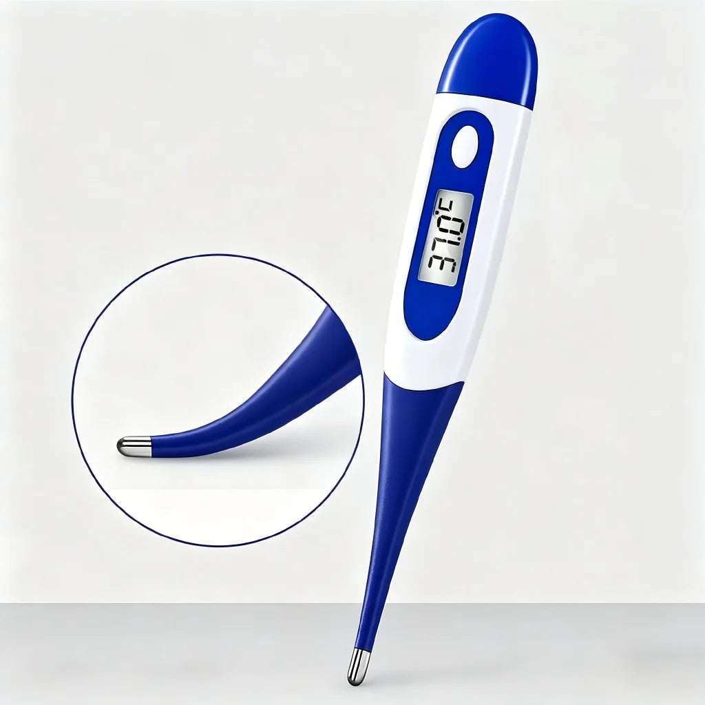 AiQUE Digital Pet Thermometer Fast Read Soft Tip Rectal Oral Temperature Meter for Dogs Cats Pets Memory Recall Veterinary Tool