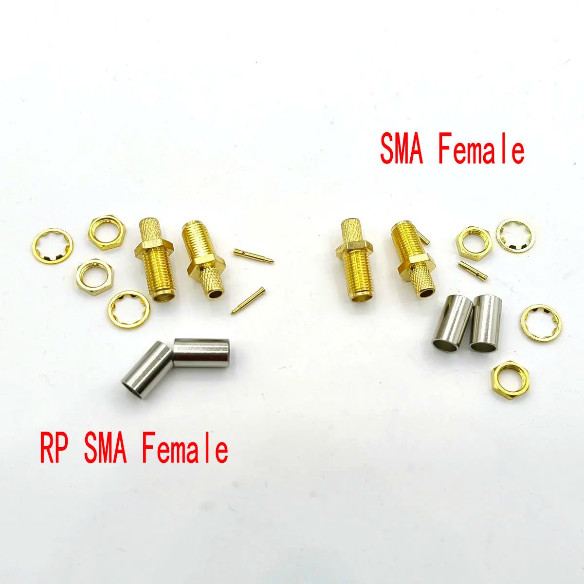 RP SMA Female Adapter Crimp For Cable LMR195, RG58, RG400, RG142