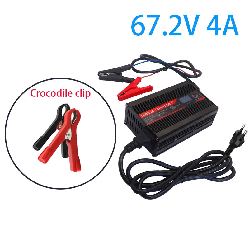 67.2V 4A  Charger Smart Aluminum Case Is Suitable For 16S 60V OLED Dispay Li-ion Lipo Battery OLED Display Fast Charger OHRIJA